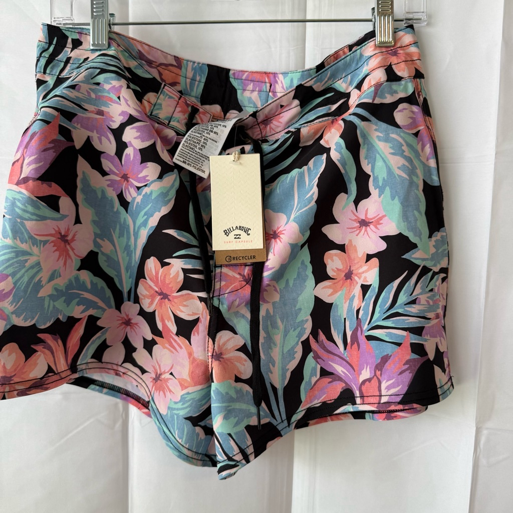 Girls Billabong Board Shorts Size 11 Multi-Color Floral Print